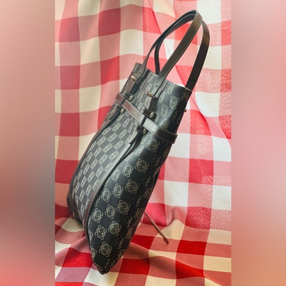 LOEWE Anagram tote bag handbag PVC leather navy light blue dark brown Rare - Picture 8 of 16